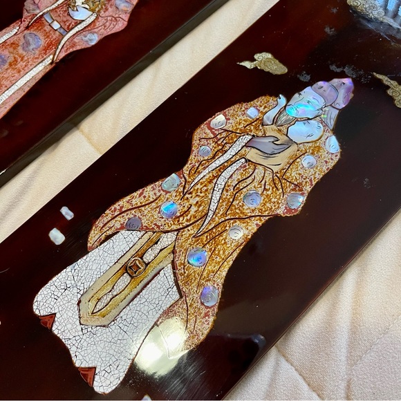 🌈 Lovely Vintage oriental abalone shell art set - Picture 4 of 11